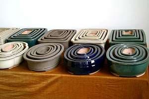 Slip cast technology for bonsai pot production - Finished cast clay pots