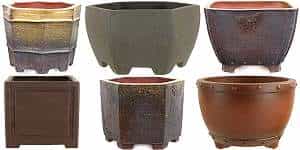 Bonsai pots for bonsai designed in a semi-cascade style