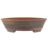 Bonsai pot 24,5x24,5x6,5cm brown round unglaced