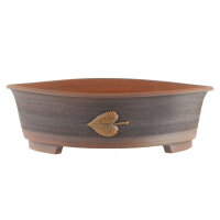 Bonsai pot 33x32x9,5cm brown round unglaced