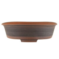 Pot &agrave; bonsa&iuml; 33x32x9,5cm marron rond en gr&egrave;s