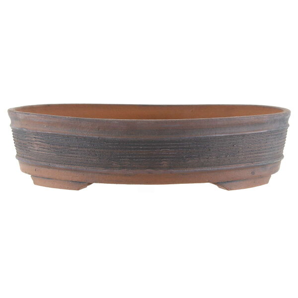 Bonsai pot 32x30x8cm darkbrown oval unglaced