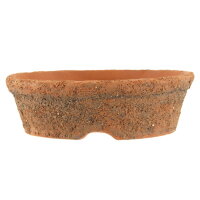 Bonsai pot 20,5x20,5x6,5cm brick red round unglaced