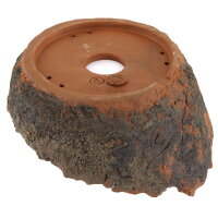 Pot &agrave; bonsa&iuml; 20,5x20,5x11cm marron fonc&eacute; rond en gr&egrave;s