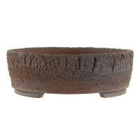 Bonsai pot 19x19x6,5cm darkbrown round unglaced