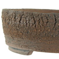 Bonsai pot 19x19x6,5cm darkbrown round unglaced