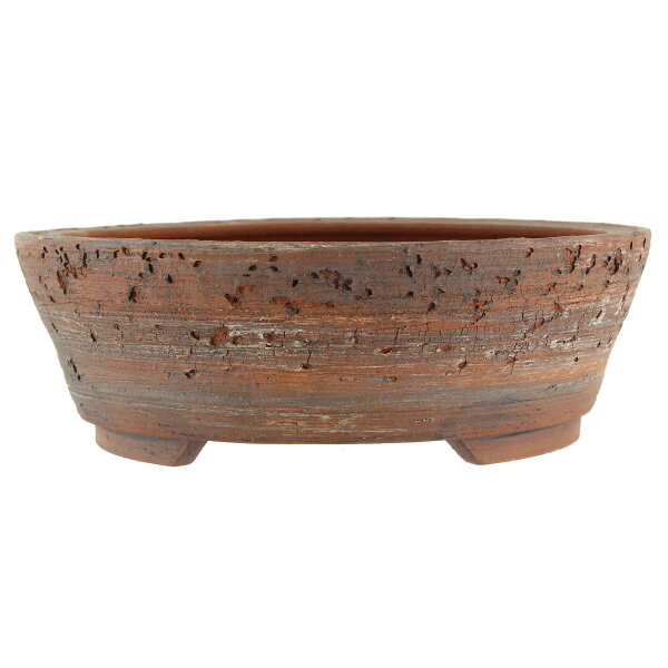 Bonsai pot 22x22x7,5cm brown round unglaced