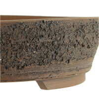 Pot &agrave; bonsa&iuml; 24x24x6,5cm marron fonc&eacute; rond en gr&egrave;s