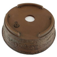 Pot &agrave; bonsa&iuml; 27x27x8,5cm marron fonc&eacute; rond en gr&egrave;s