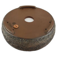 Pot &agrave; bonsa&iuml; 26x26x7cm marron fonc&eacute; rond en gr&egrave;s