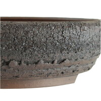 Pot &agrave; bonsa&iuml; 27x27x7,5cm marron fonc&eacute; rond en gr&egrave;s